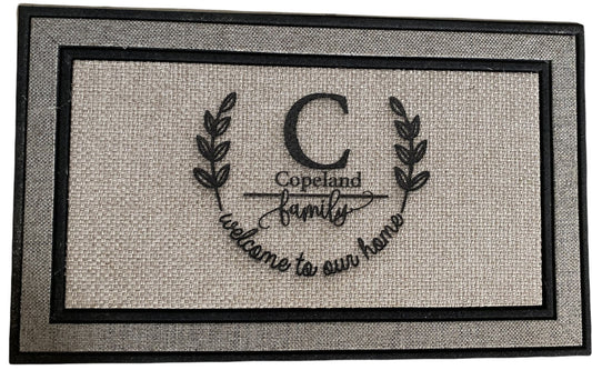 Laurel-Style Personalized Monogram Welcome Doormat- 18x30
